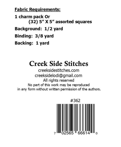 Back of the Striking Table Runner Pattern by Creek Side Stitches