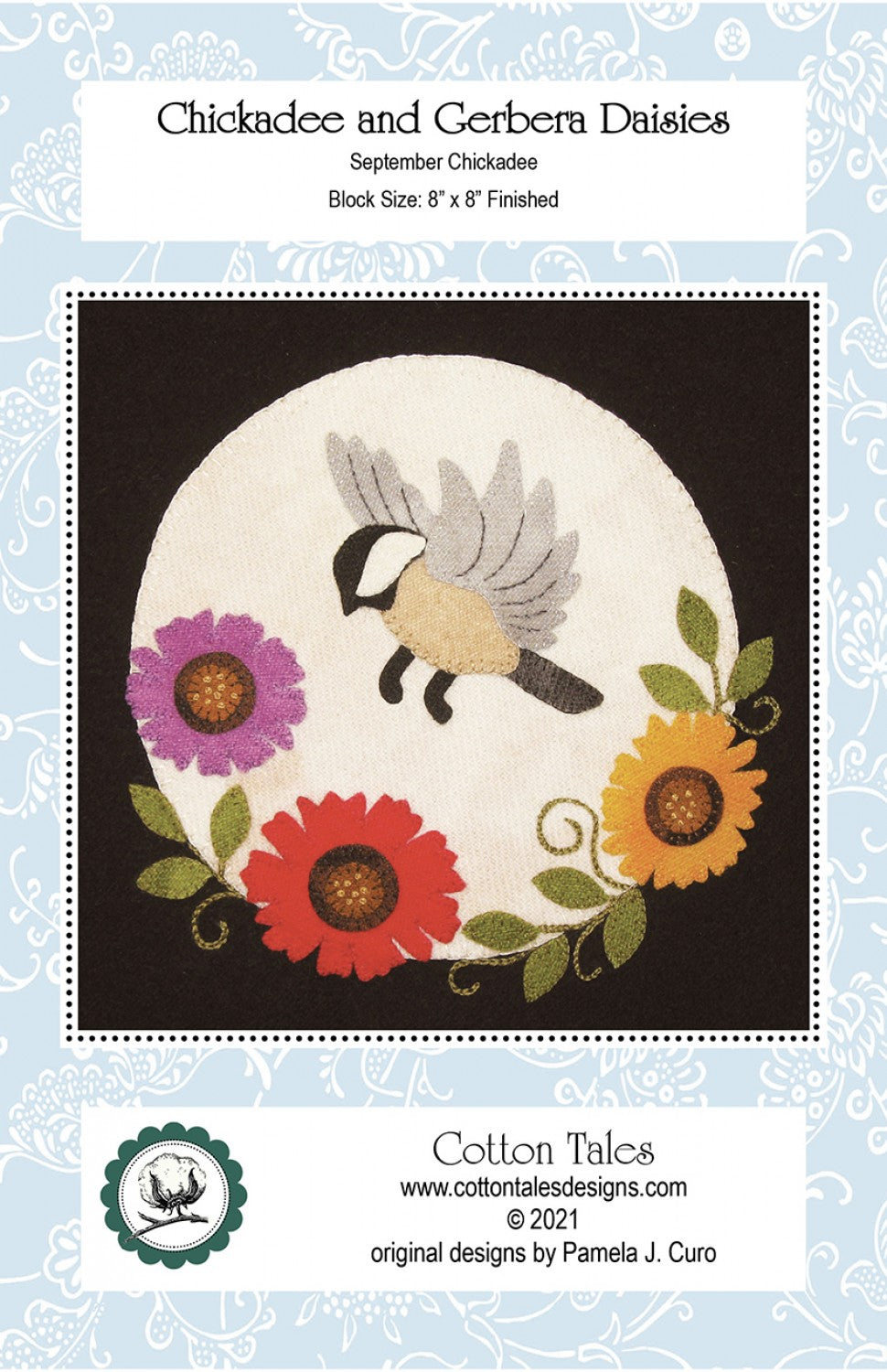 Chickadee and Gerbera Daisies