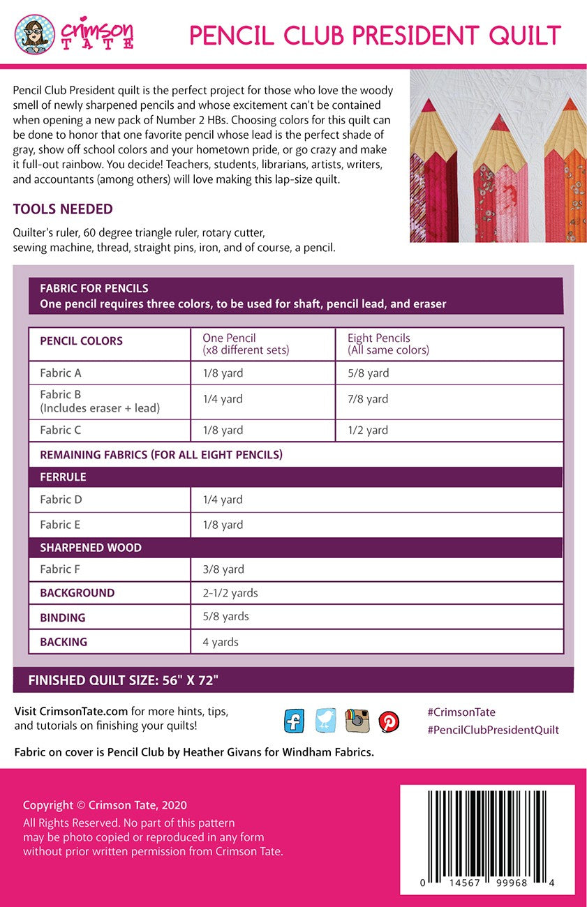 Pencil Club President Quilt