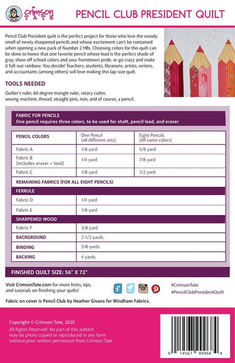 Pencil Club President Quilt