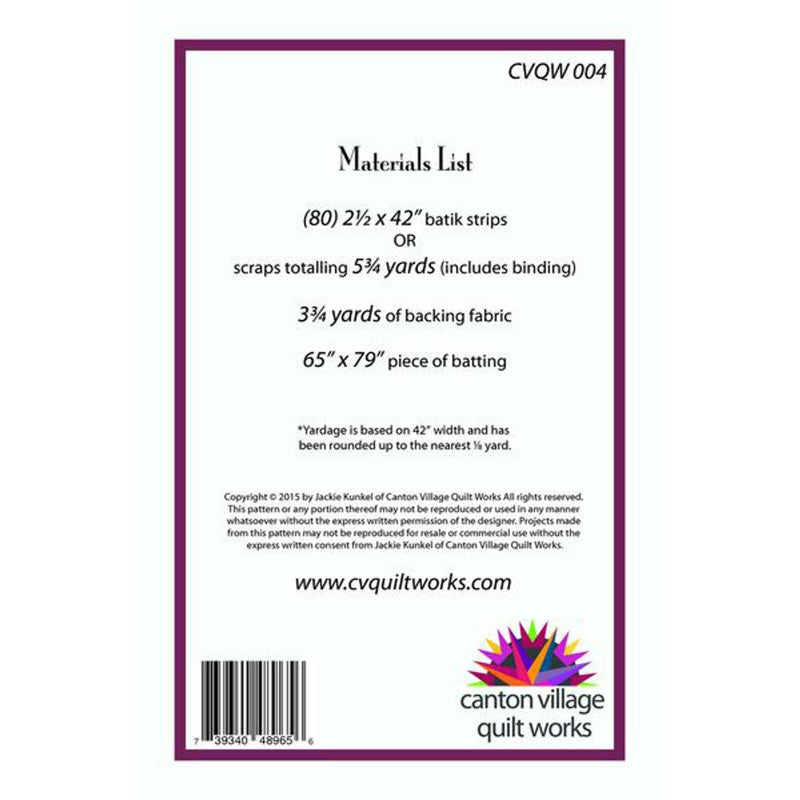 Back of the Raspberry Roll Quilt Pattern by Canton Village Quilt Works