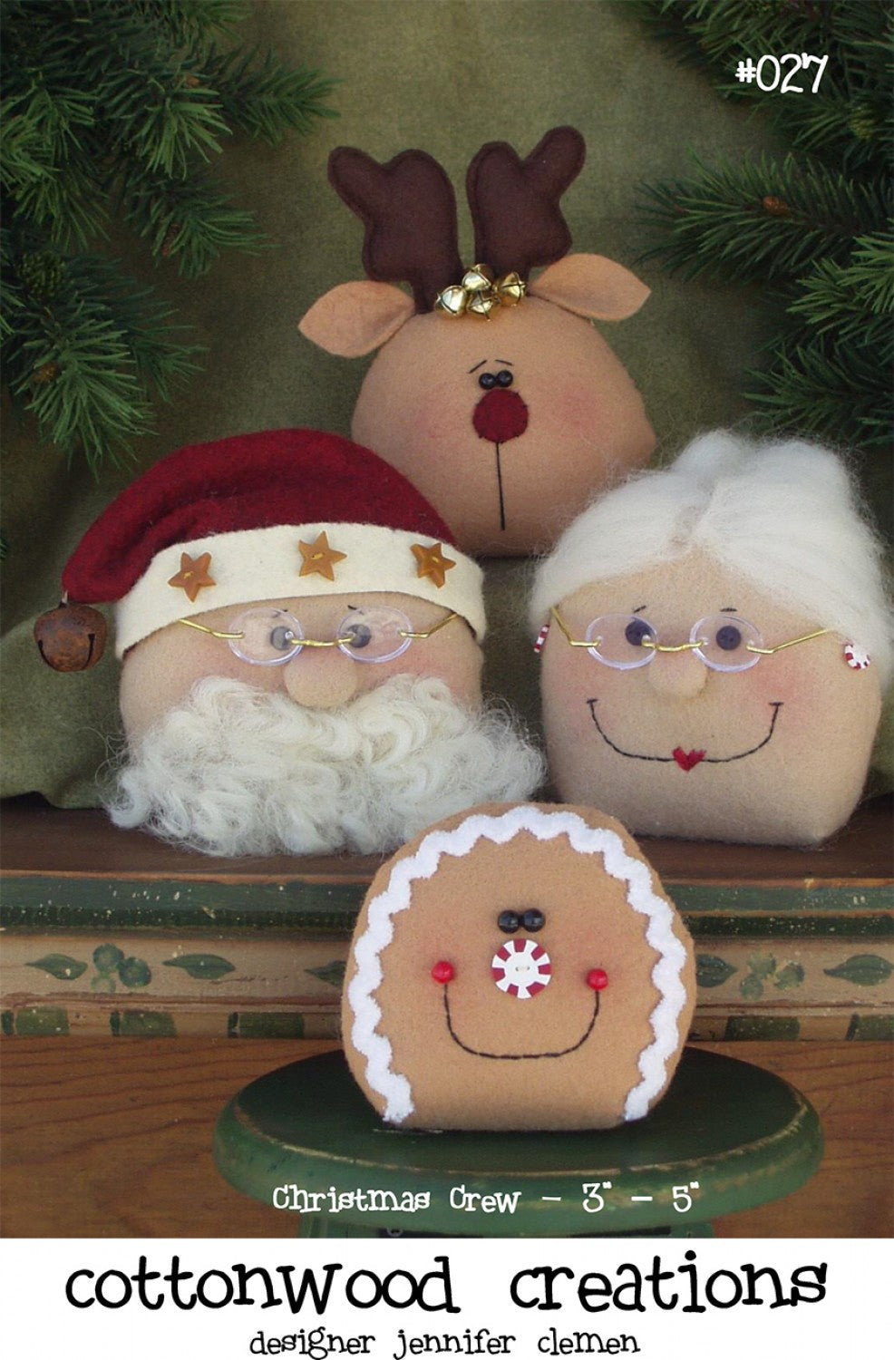 Christmas Crew Pattern: Santa, Mrs. Claus, a Deer and a Ginger Man