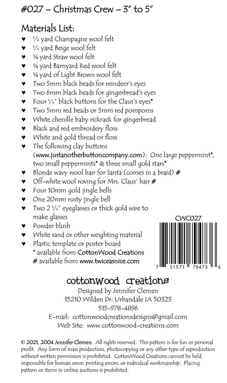 Back of the Christmas Crew Pattern