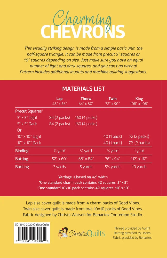 Back of the Charming Chevrons Quilt Pattern by Christa Quilts
