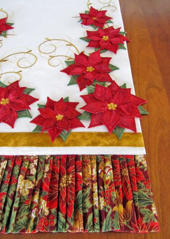 Poinsettia Table Runner Machine Embroidery CD