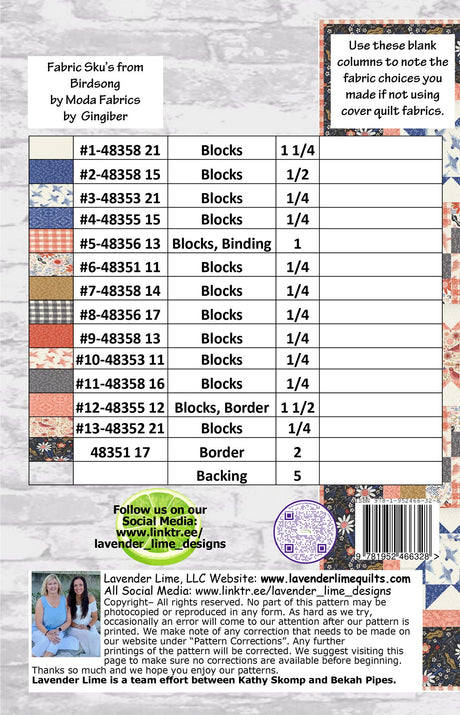 Back of the The Beautiful Day Quilting Book by Lavender Lime Quilting