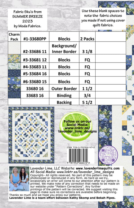 Back of the Sunny Side by Lavender Lime Quilting