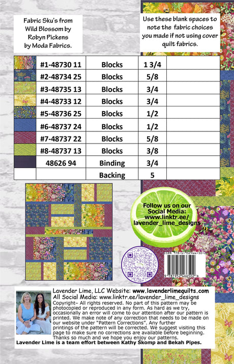 Back of the Chunky Cuts by Lavender Lime Quilting