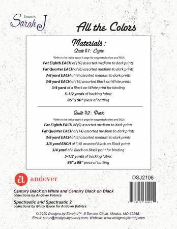 Back of the All the Colors Quilt Pattern by Designs By Sarah J