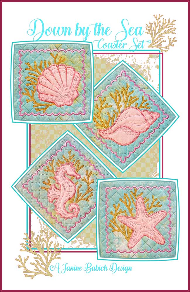 Down by the Sea Coaster Set Downloadable Pattern by Janine Babich