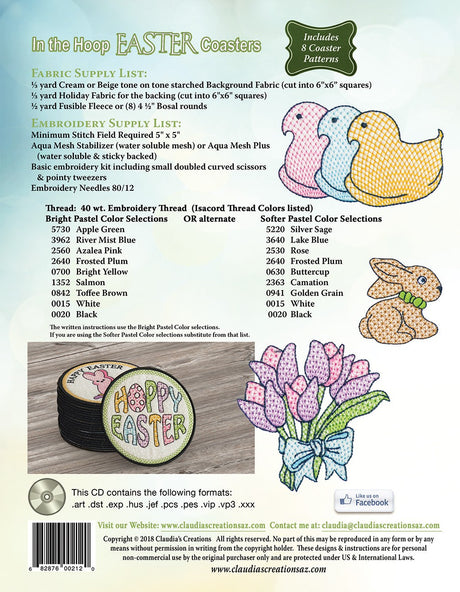 In The Hoop Easter Coasters