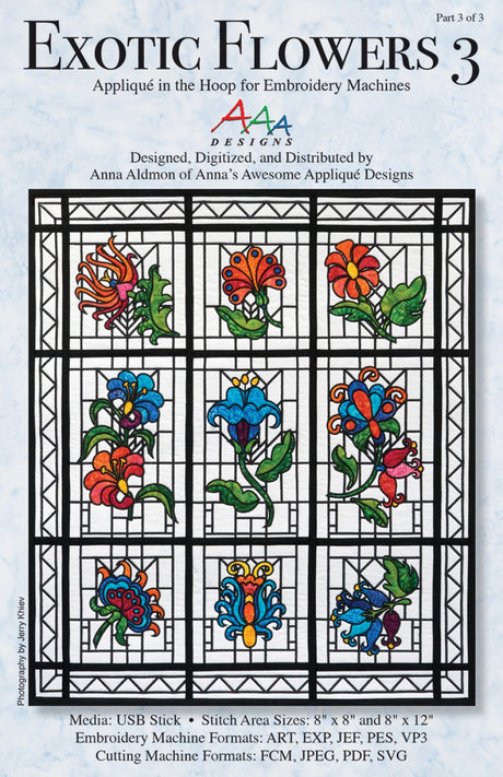 Exotic Flowers 3 Embroidery Machine Applique