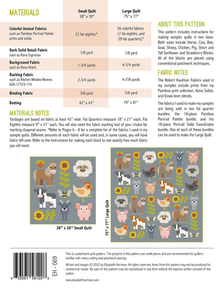 Back of the Fab Farm Quilt Pattern by Elizabeth Hartman