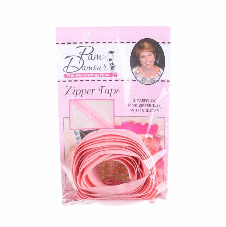 3 yards of Reversible Coil Zipper Tape with 8 Slides Pink