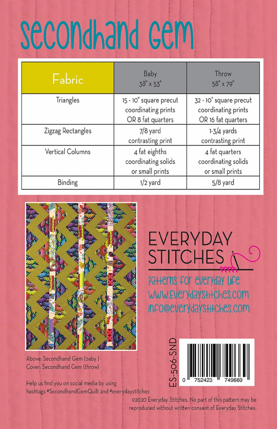 Secondhand Gem Quilt Pattern