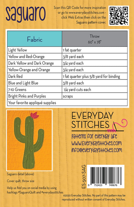 Saguaro Quilt Pattern