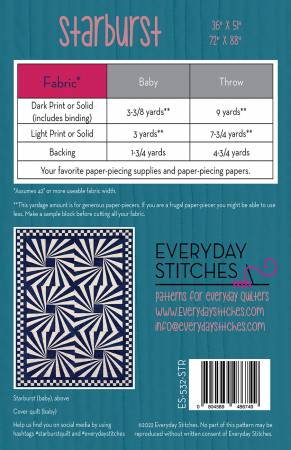 Back of the Starburst Quilt Pattern by Everyday Stitches