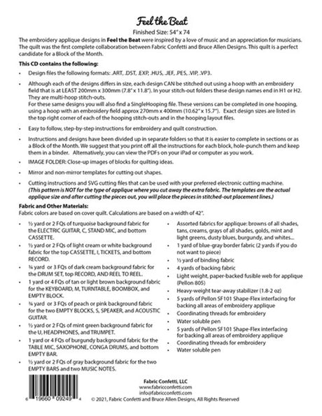 Feel the Beat - Embroidery Machine Applique