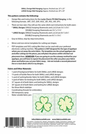 Back of the Lucky Charm In the Hoop Wall Hanging by Fabric Confetti