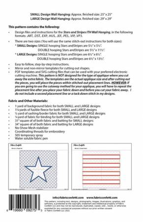 Back of the Stars and Stripes In The Hoop Wall Hanging Patriotic 4th of July Pattern by Fabric Confetti