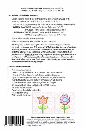 Back of the Spring Flowers In The Hoop Wall Hanging Pattern by Fabric Confetti