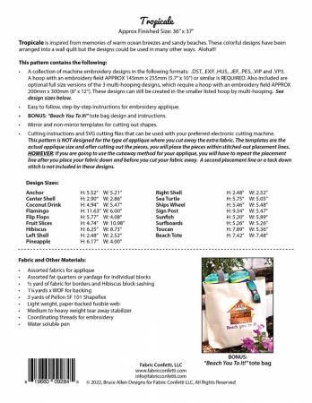 Back of the Tropicale Quilt Pattern by Fabric Confetti