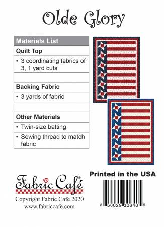 Back of the Olde Glory Patriotic Quilt Pattern by Fabric Cafe