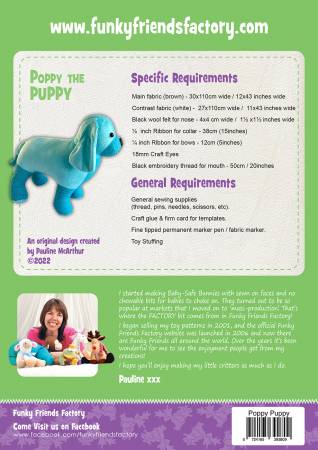 Back of the Poppy the Puppy Pattern by Funky Friends Factory