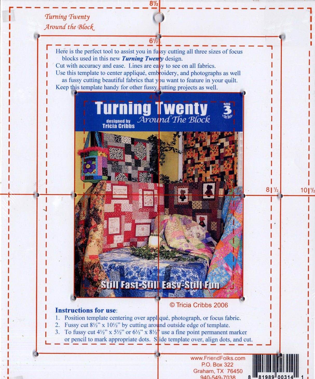 Turning Twenty Around The Block Acrylic Template