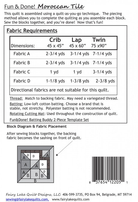 Morrocan Tile Fun & Done! Quilting Pattern
