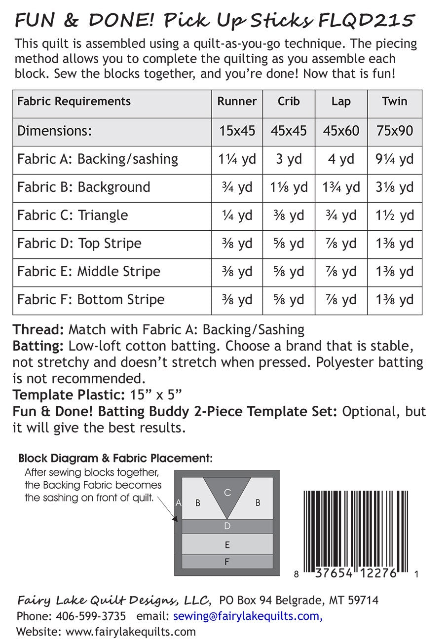 Pick Up Sticks - Fun & Done! Quilting
