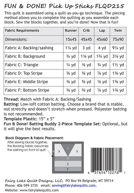 Pick Up Sticks - Fun & Done! Quilting