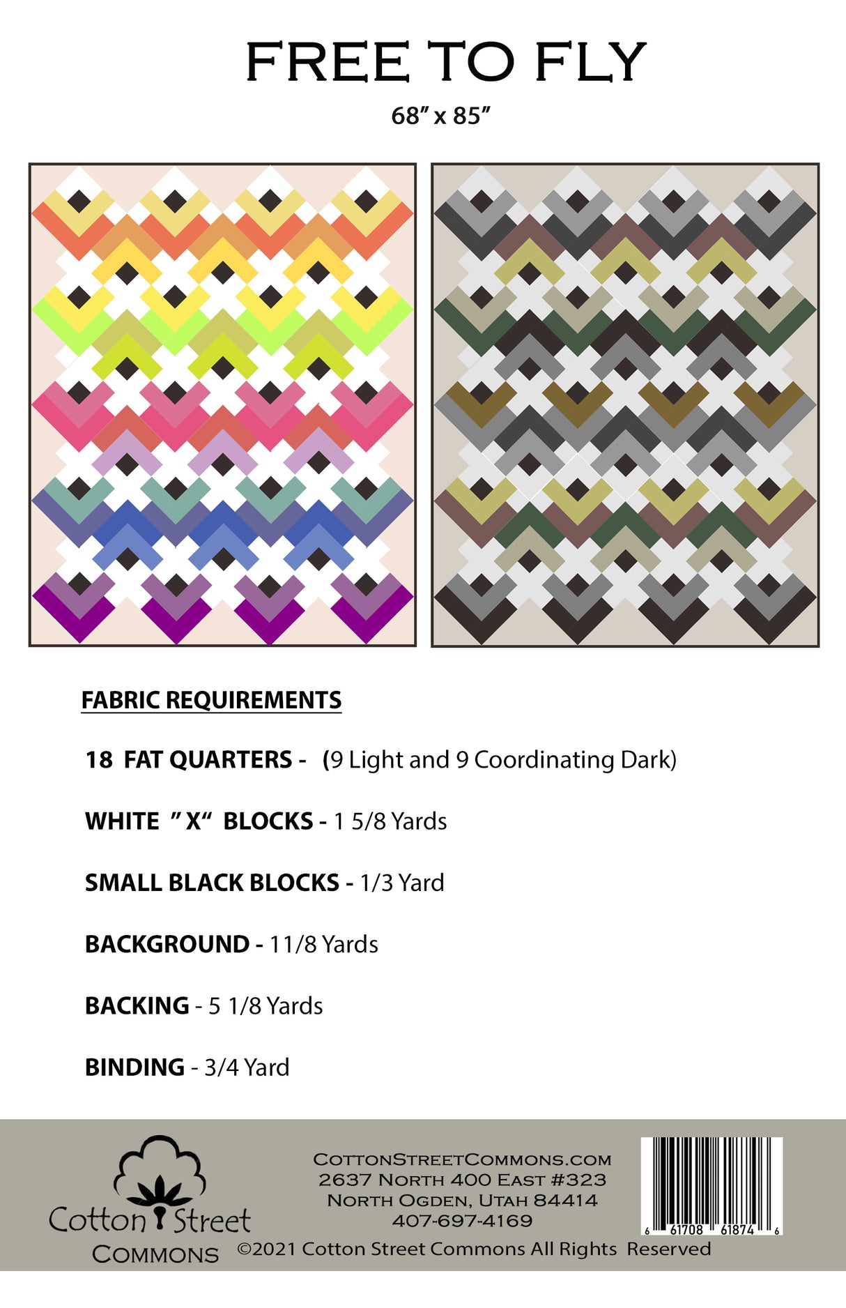 Back of the Free To Fly Downloadable Pattern by Cotton Street Commons