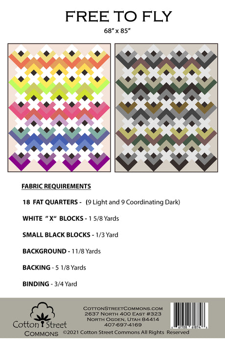 Back of the Free To Fly Downloadable Pattern by Cotton Street Commons