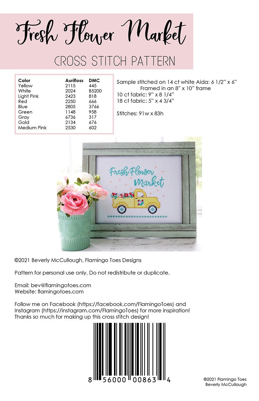 Fresh Flower Market Cross Stitch Pattern