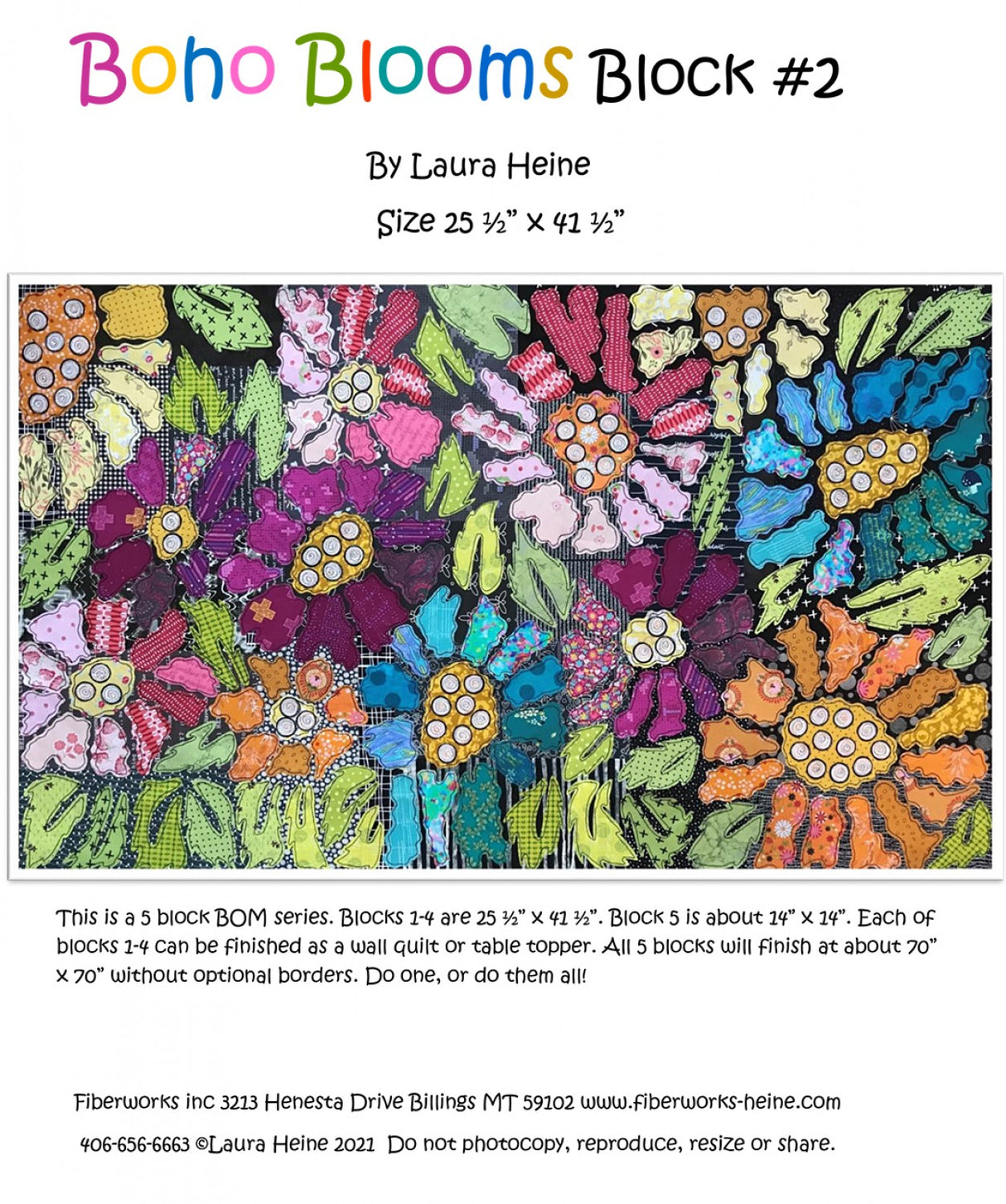 BOHO Blooms Block #2 Collage Pattern by Laura Heine