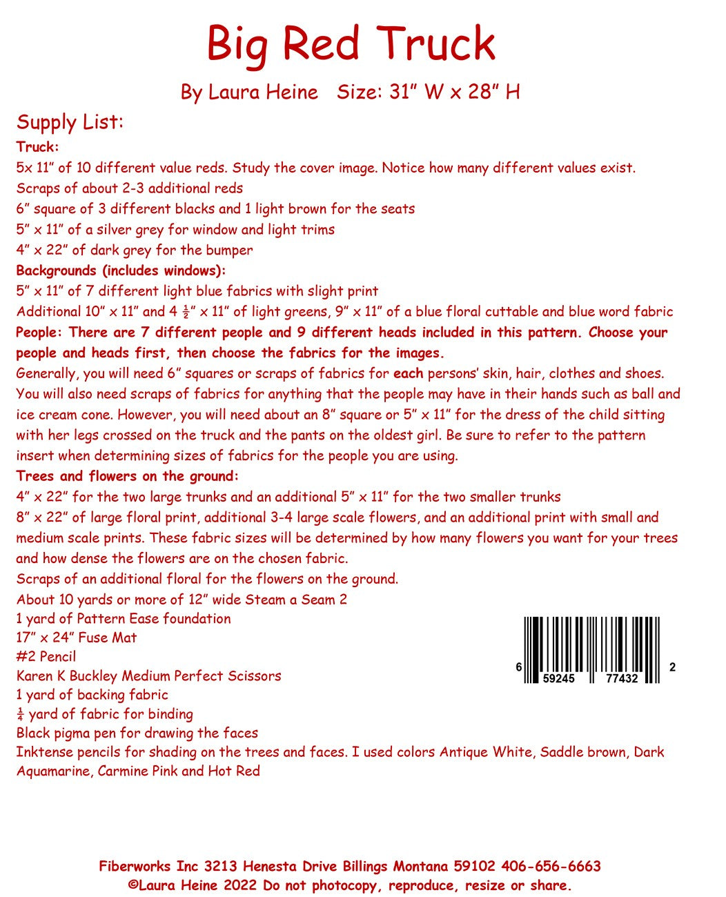 Back of the Big Red Truck Collage Pattern by Fiberworks Inc