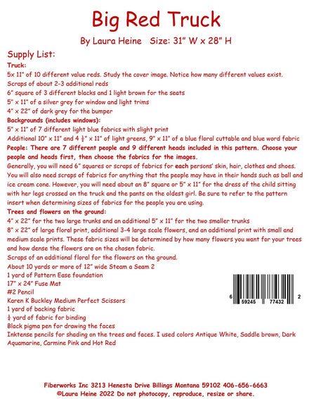 Back of the Big Red Truck Collage Pattern by Fiberworks Inc