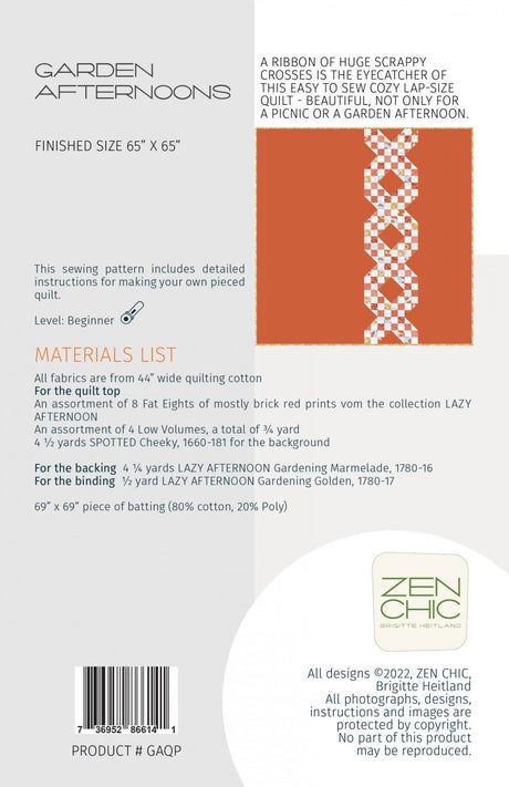 Back of the Garden Afternoons Quilt Pattern by Zen Chic