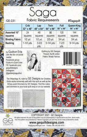 Back of the Saga Bed Size Quilt Pattern by G.E. Designs