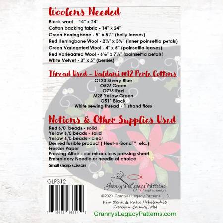 Back of the Holly Jolly Quilt Pattern by Granny's Legacy Patterns