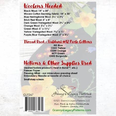 Back of the Tuscan Garden Quilt Pattern by Granny's Legacy Patterns