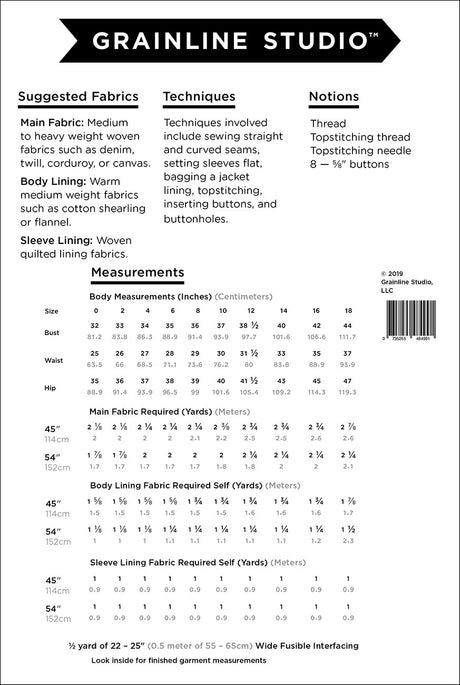 Thayer Jacket Sizes 0-18