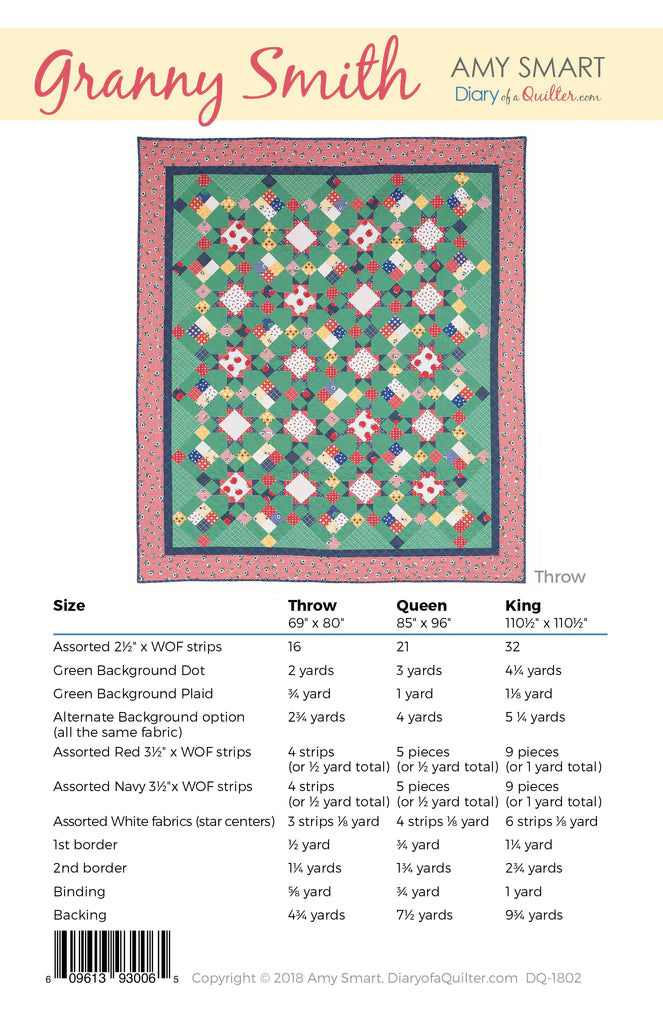 Back of the Granny Smith Quilt Pattern by Diary of a Quilter