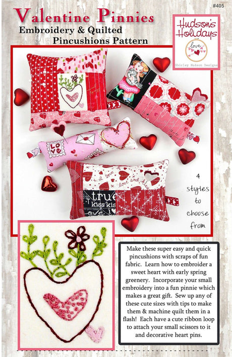 Valentine Pinnie - Embroidery and Quilted Pincushion Pattern