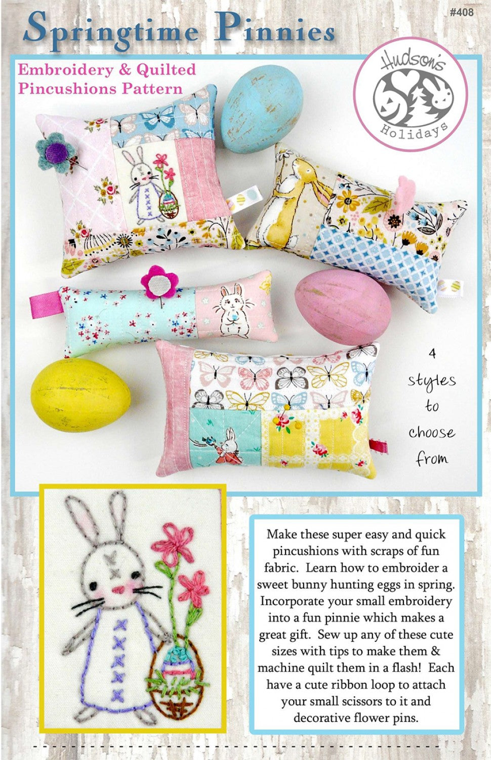 Springtime Pinnies - Embroidery and Quilted Pincushion Pattern