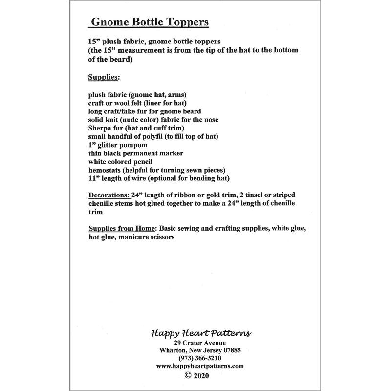 Requirements for Gnome Bottle Toppers