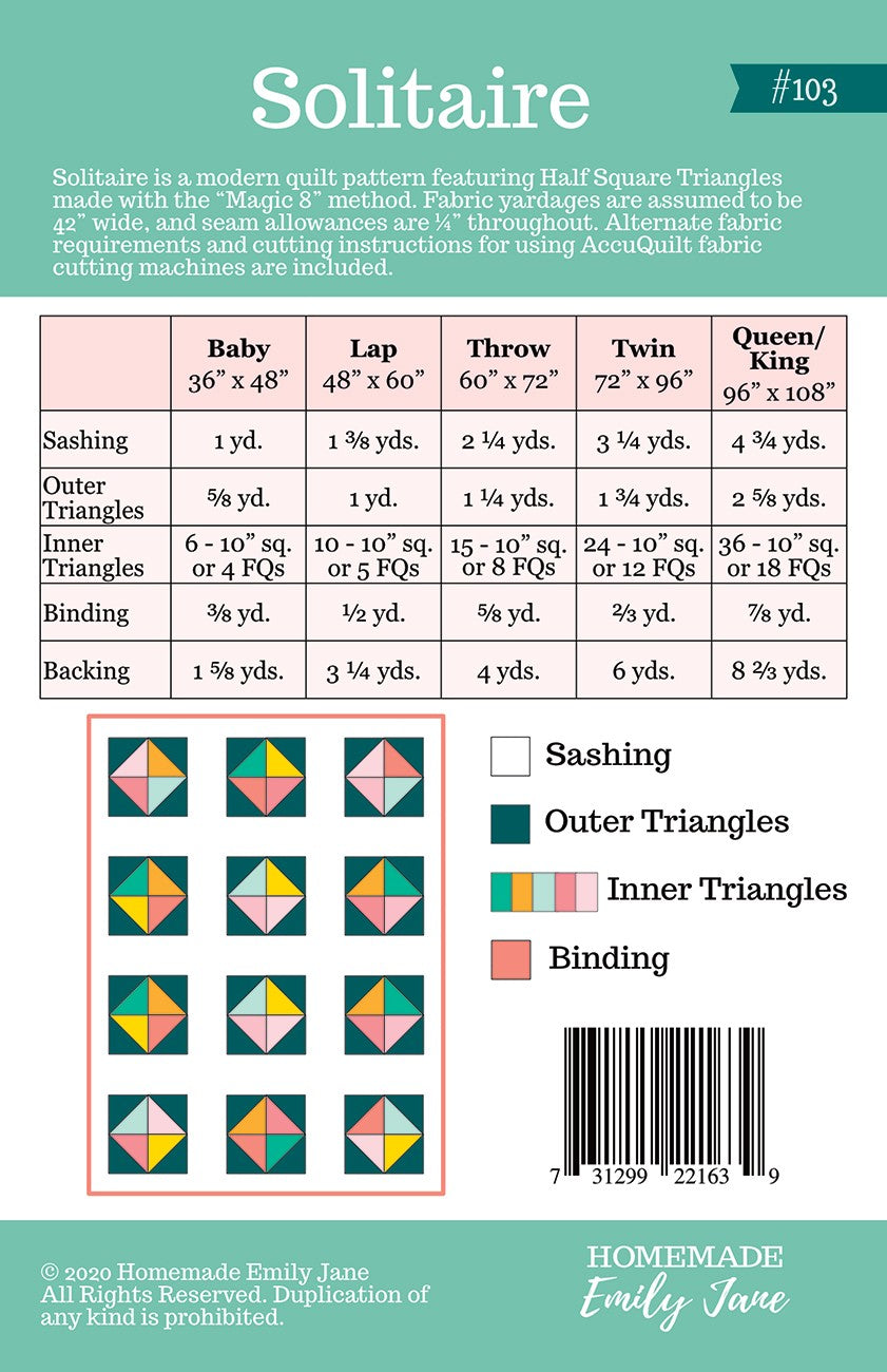 Solitaire Quilt Pattern