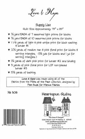 Back of the Love & Hope Quilt Pattern by Heartspun Quilts