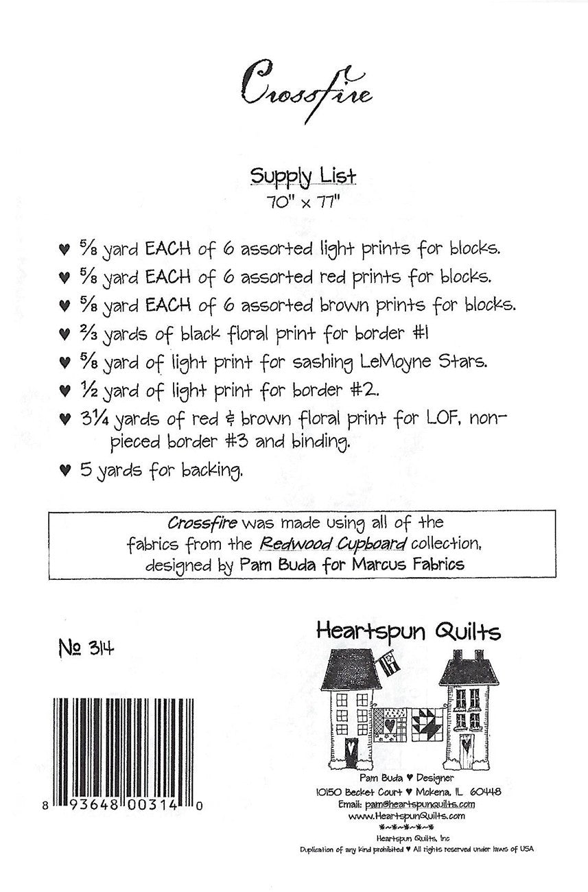 Back of the Crossfire Quilt Pattern by Heartspun Quilts